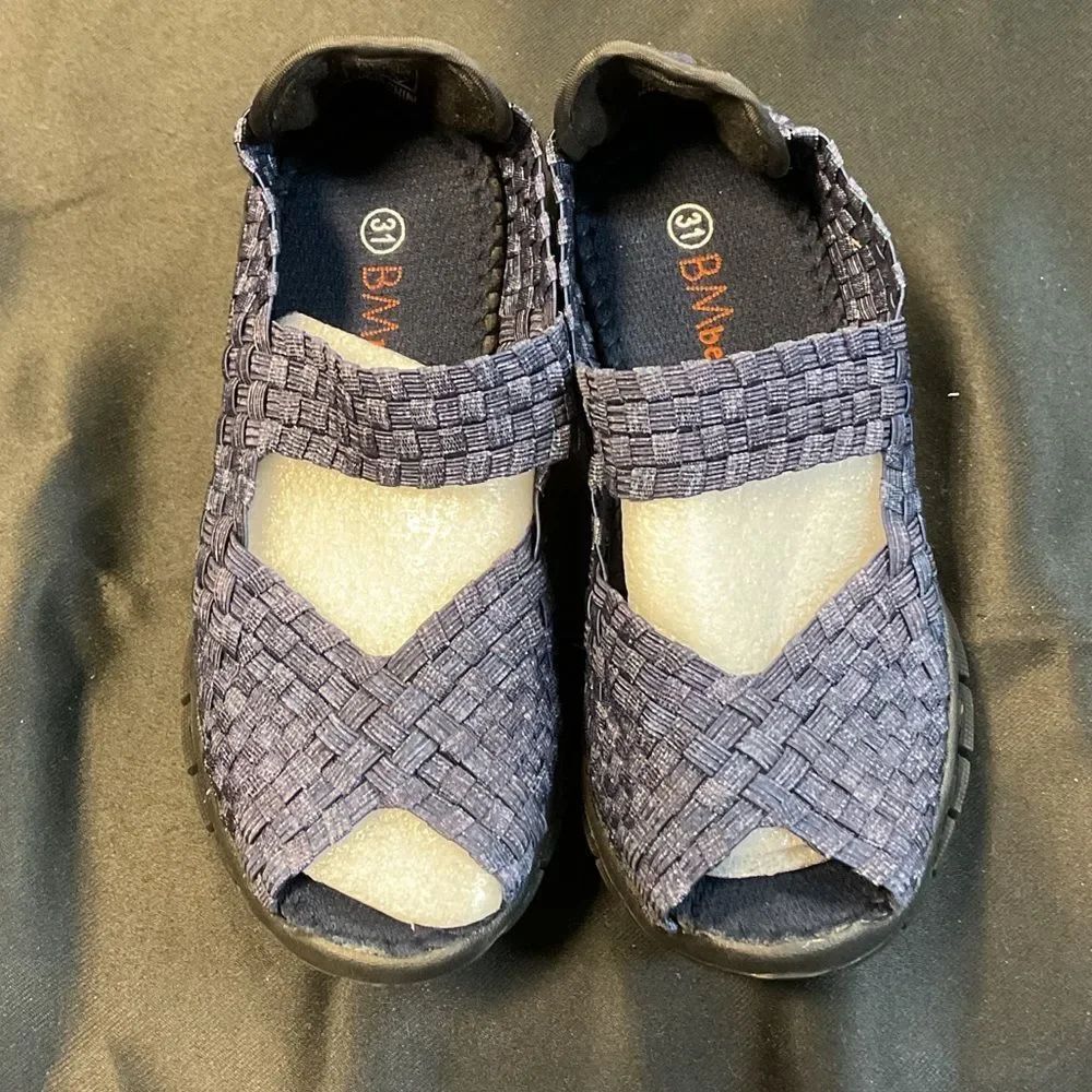 bernie mev. Kids Navy Woven Mary Jane Sandals